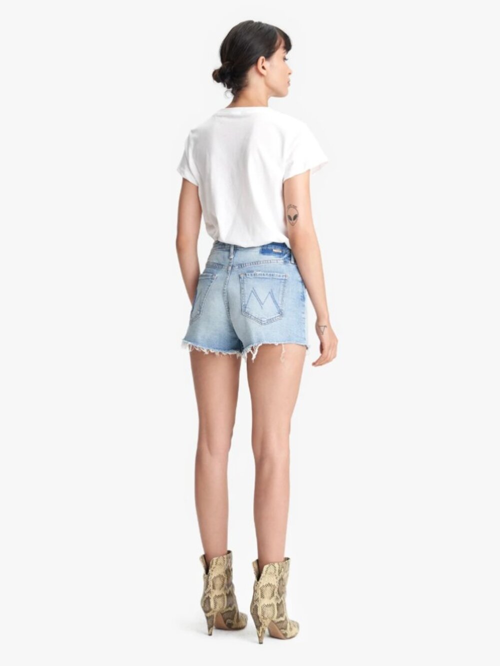 MOTHER Tomcat Kick Fray short color: I Confess With Heart/Medium Blue denim - Picture 7 of 7